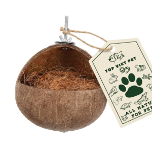 Coconut Shell Bird Nest With Screw Hook