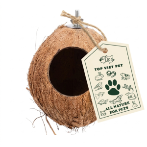 Coconut Shell Bird Nest With Screw Hook