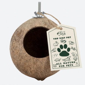 Coconut Shell Bird Nest With Screw Hook