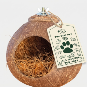 Coconut Shell Bird Nest With Screw Hook