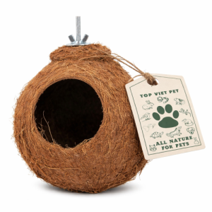 Coconut Shell Bird Nest With Screw Hook