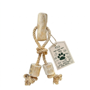 Coffee Wood Chew with Cotton Rope