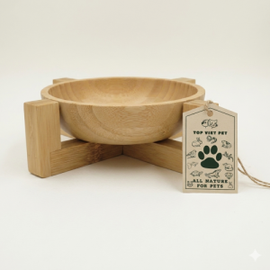 Bamboo Pet Feeding Bowl with Wooden Stand