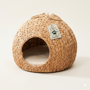 Water Hyacinth Pet House With Iron Frame & Cushion
