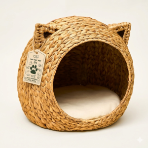 Natural Water Hyacinth Pet House – with Iron Frame & Cushion C2002